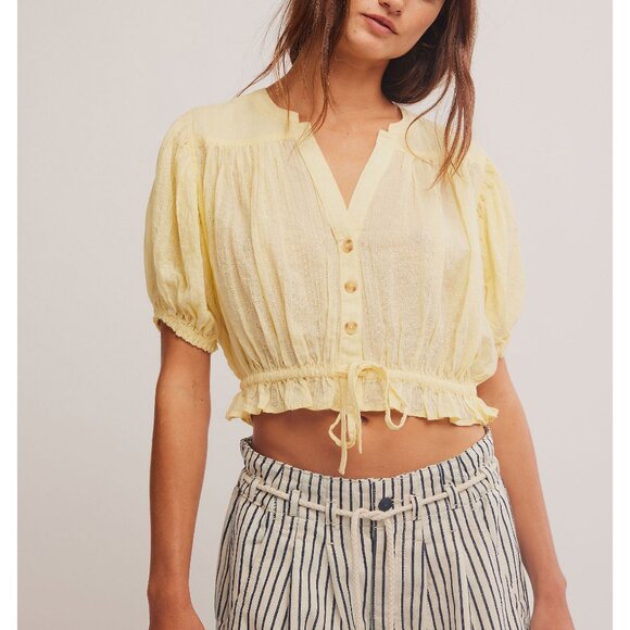Free People Tops - 🎉LAST CHANCE🎉 FREE PEOPLE Little Cloud Shirt / Banana Cream